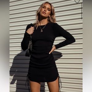 Princess Polly MILITARY MINDS LONG SLEEVE MINI DRESS BLACK